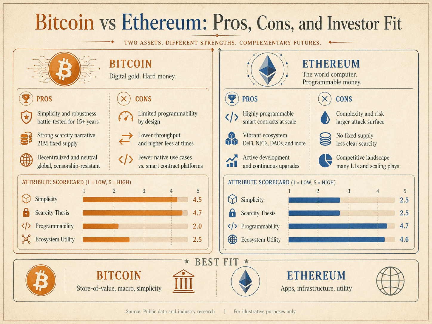 Bitcoin vs Ethereum: Pros & Cons, Differences, Best Choice 2026